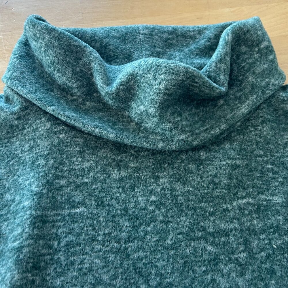 Maeve by Anthropologie Teal Green Size L Fleece Cowl Neck Sweater